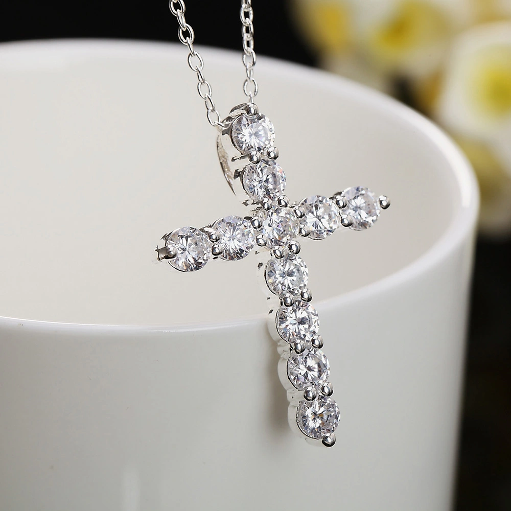 Large Zircon Crystal Cross Necklace