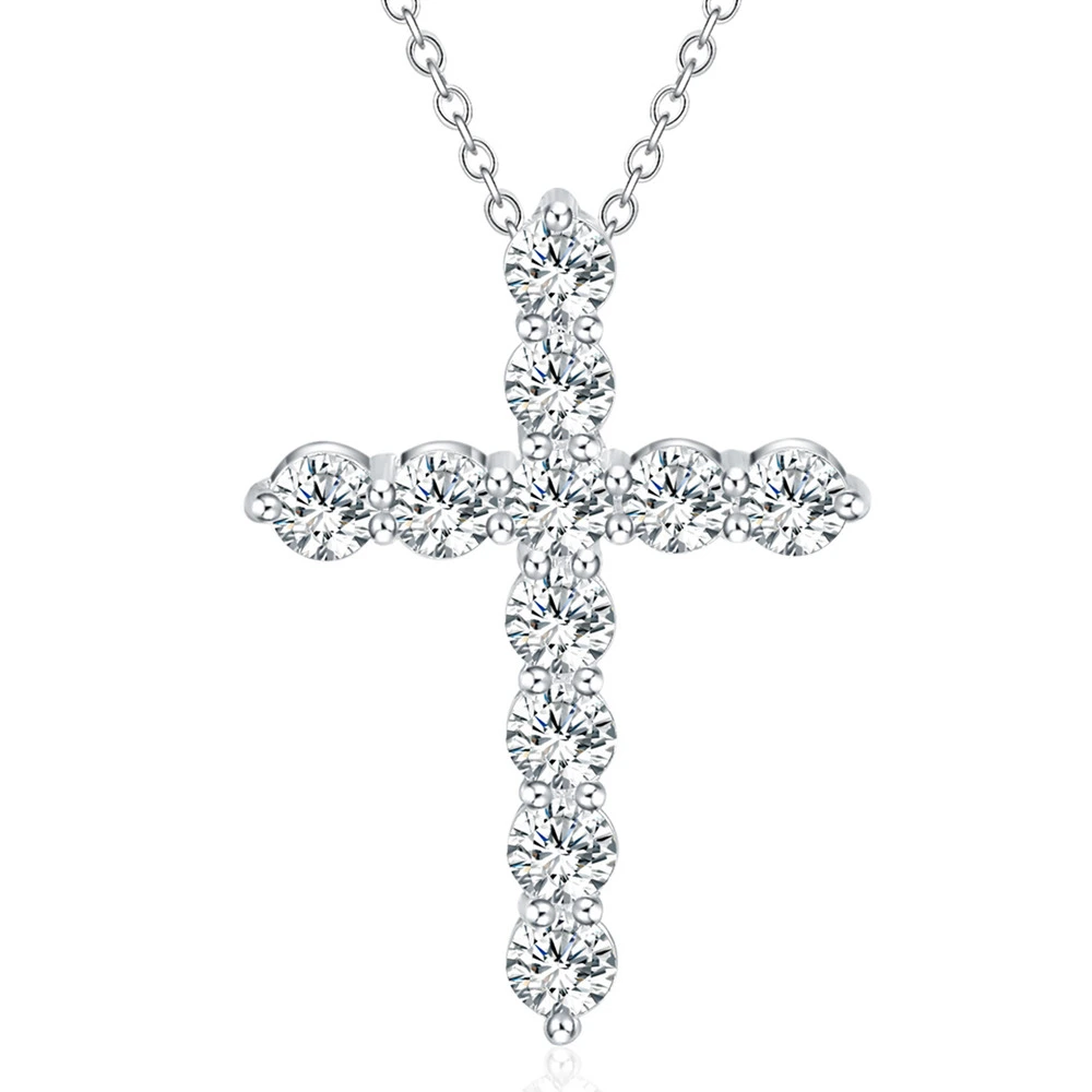 Large Zircon Crystal Cross Necklace