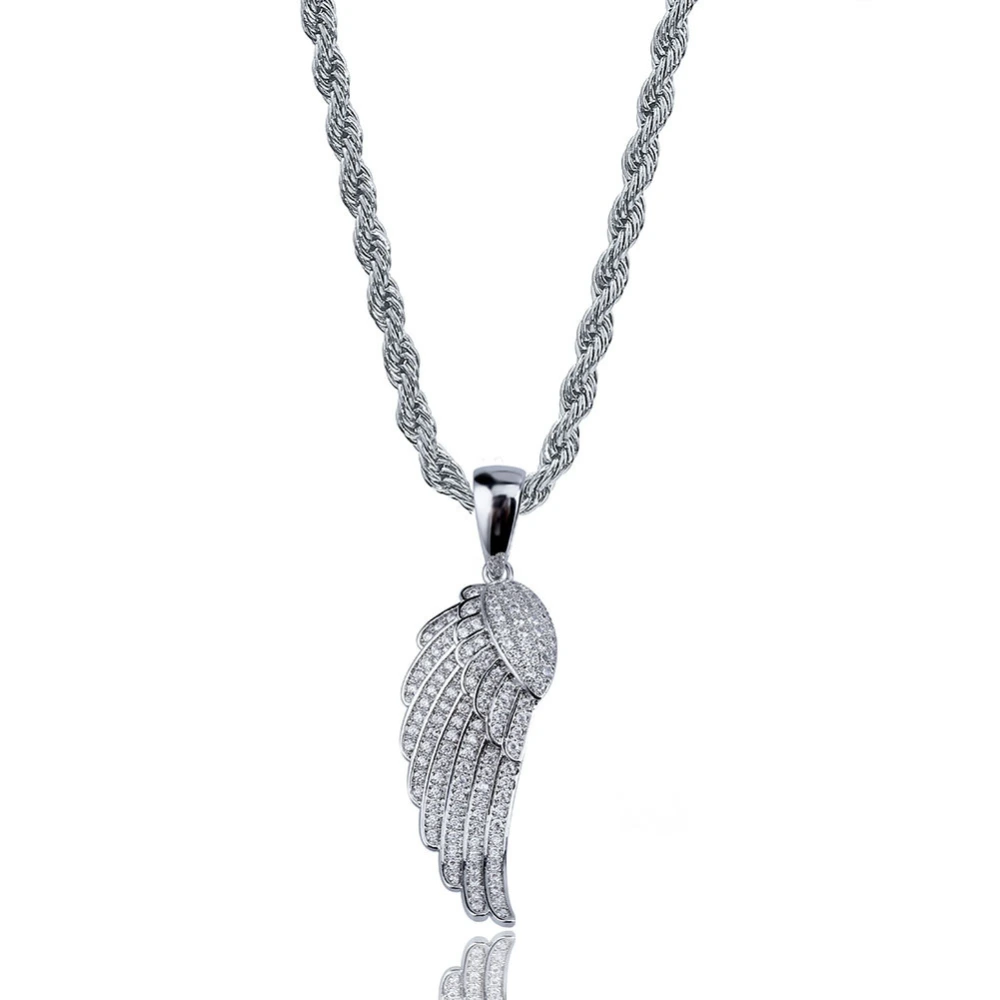 Micro-set zircon feather necklace