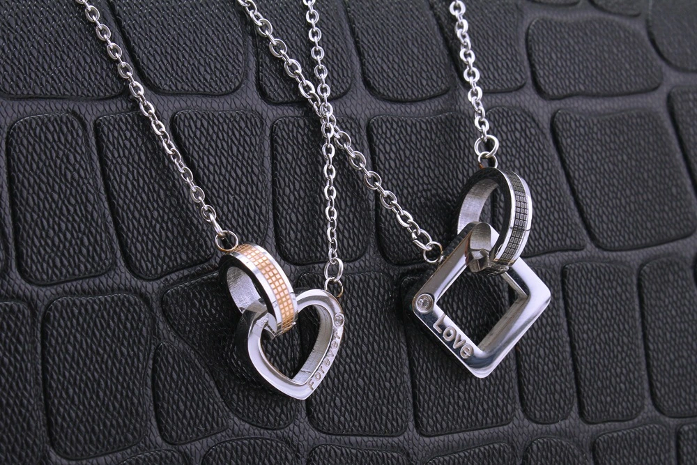 Heart and square necklace pendant