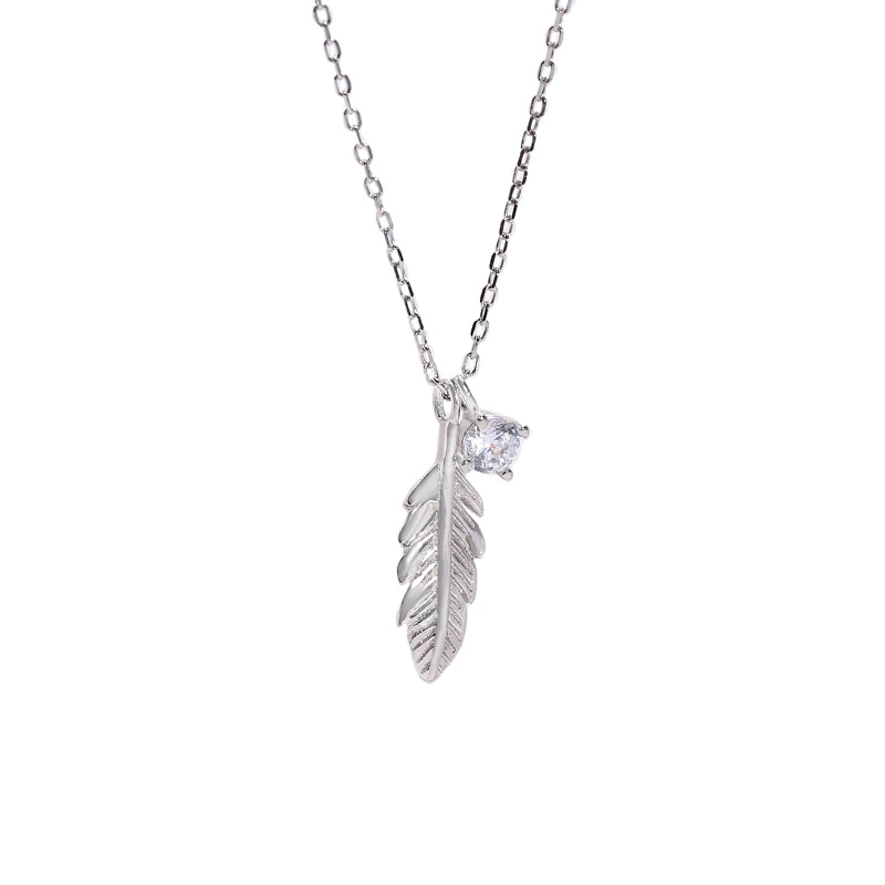 S925 Sterling Silver Sen Is Sweet Literary Feather Necklace