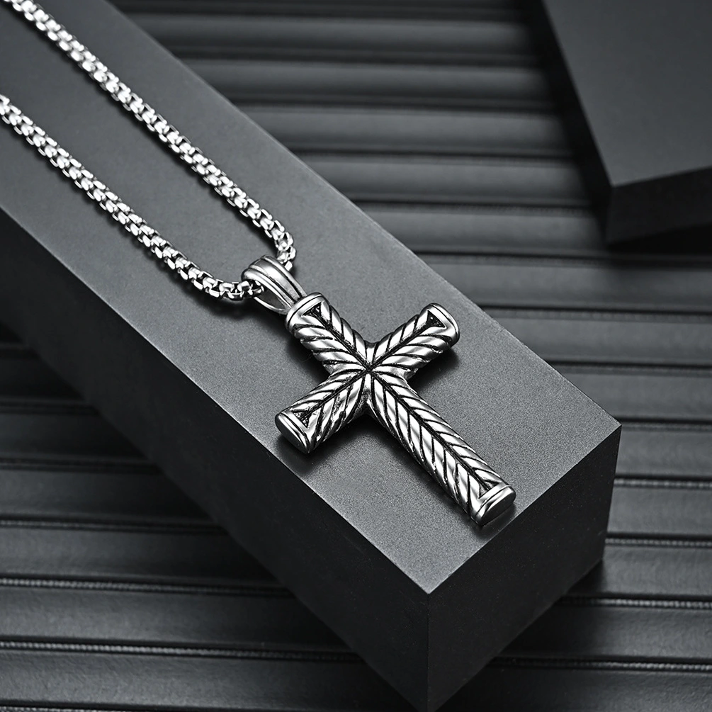 Men's Stainless Steel Casting Cross Pendant Necklace