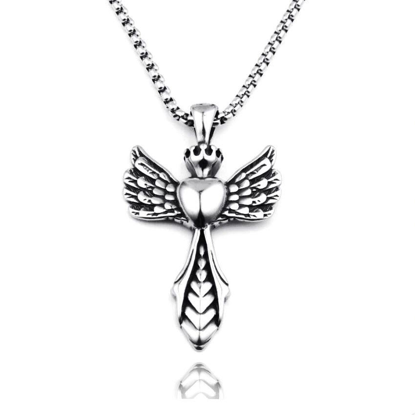 Vintage Wings Cross Titanium Alloy Necklace