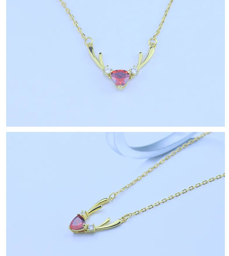 S925 silver necklace female clavicle chain Creative water drop pendant necklace garnet fashion sterling silver necklace