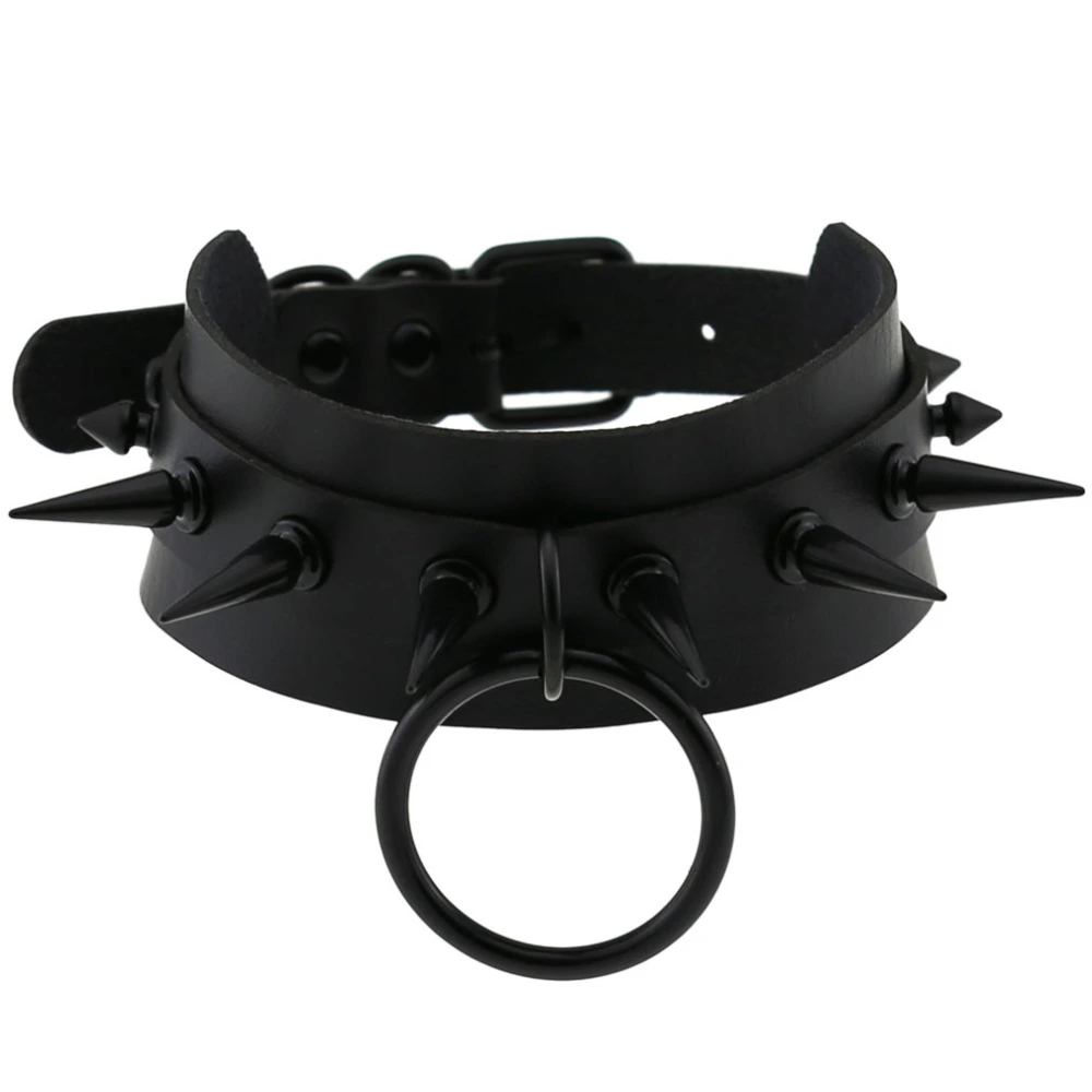 Punk style PU black nail collar