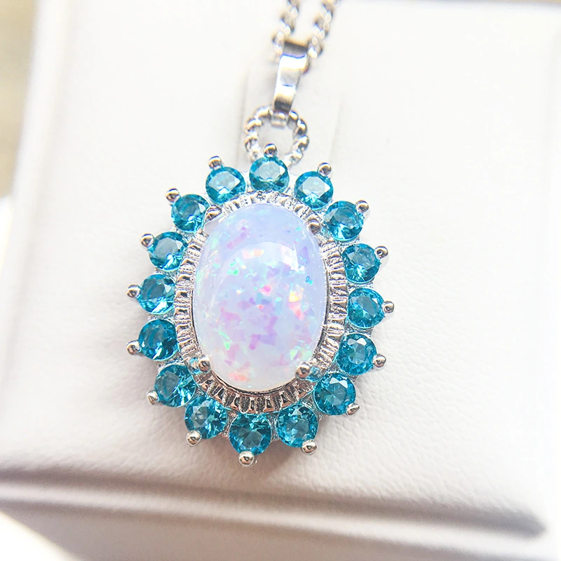 Six-claw Opal Necklace Women's Opal Pendant Clavicle Chain