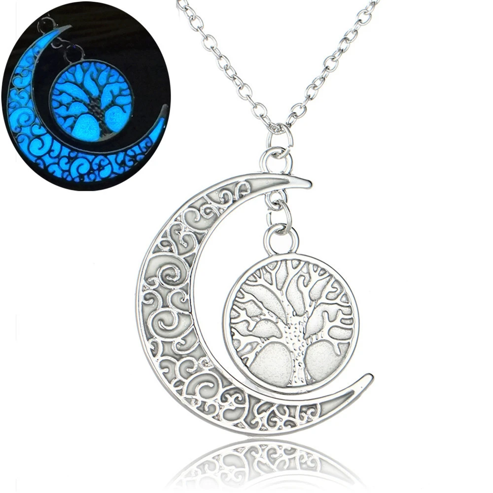 Hollow Moon Lumen Life Tree Necklace