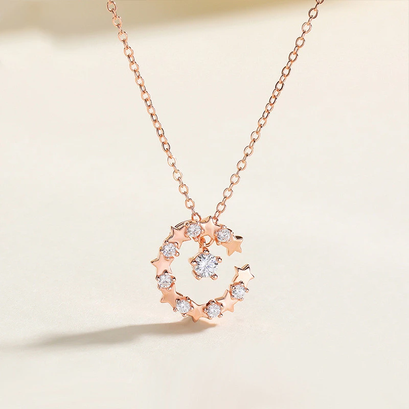 S925 sterling silver starry necklace