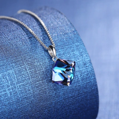 Silver Crystal Rubik's Cube Necklace