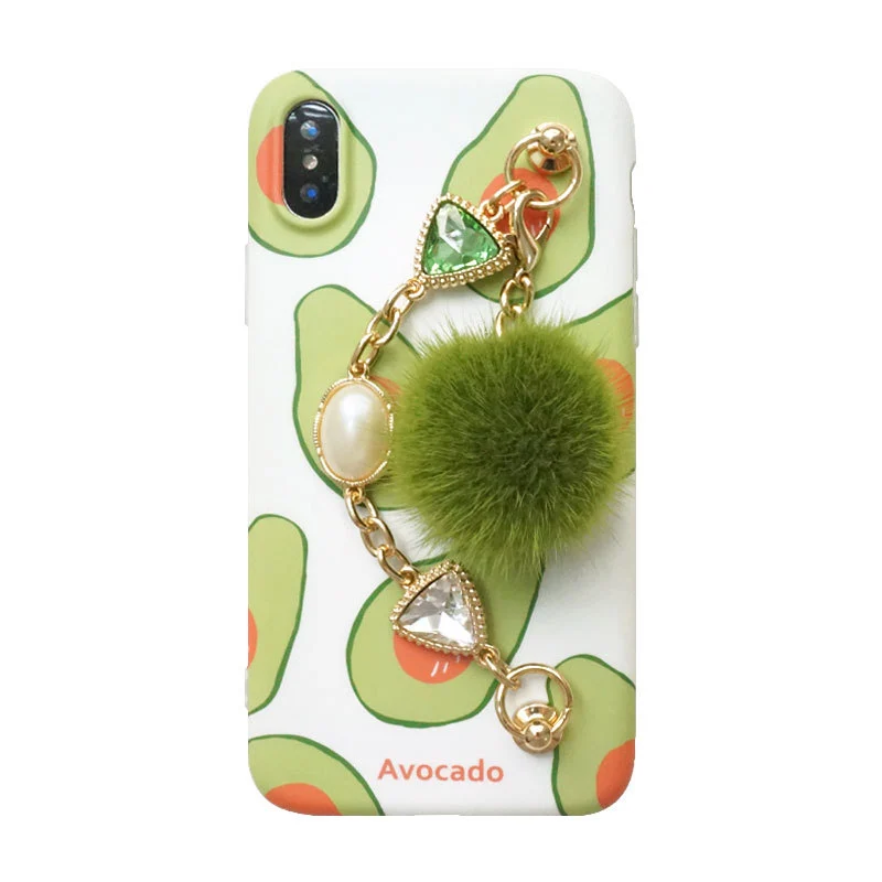 Compatible With Compatible With Raindrop Gem Chain Avocado  6s For Mobile Phone Silicone Case Iphonex Soft Shell 7plus Water Mane