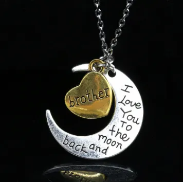 Family member moon heart necklace