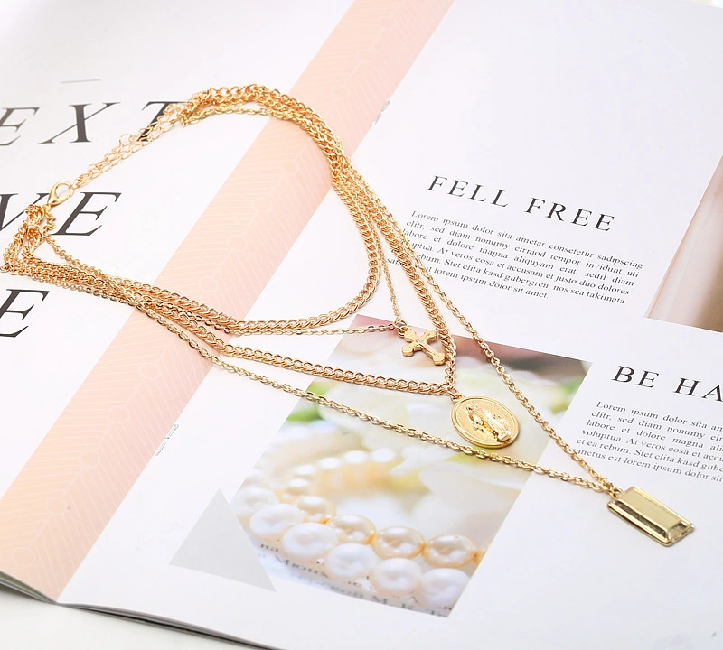 Cross multi-layer pendant necklace