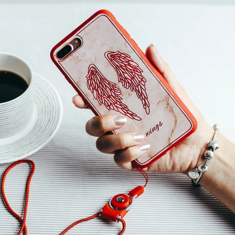 Compatible with Apple , Angel wings marble pattern phone case