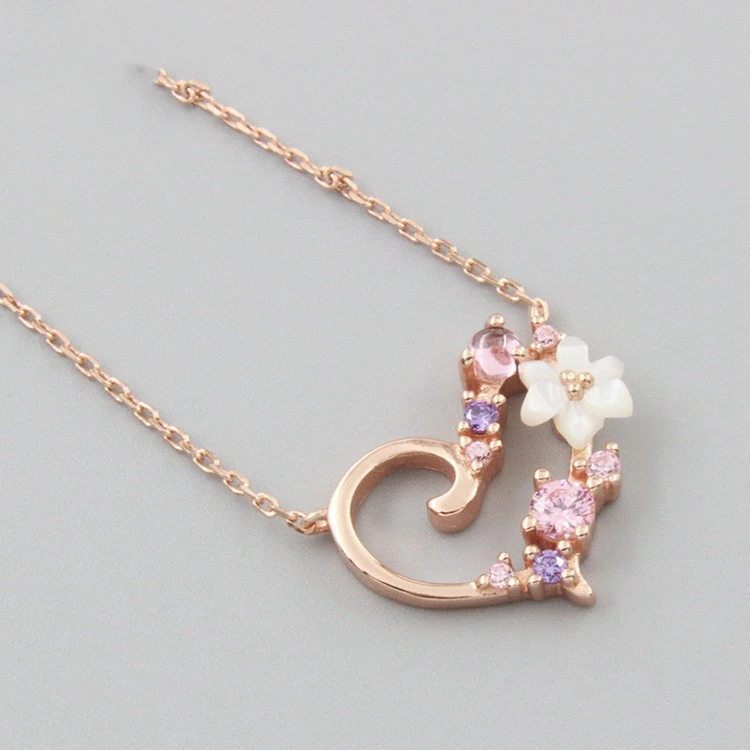 Shell Flower Zircon Lucky Love Necklace