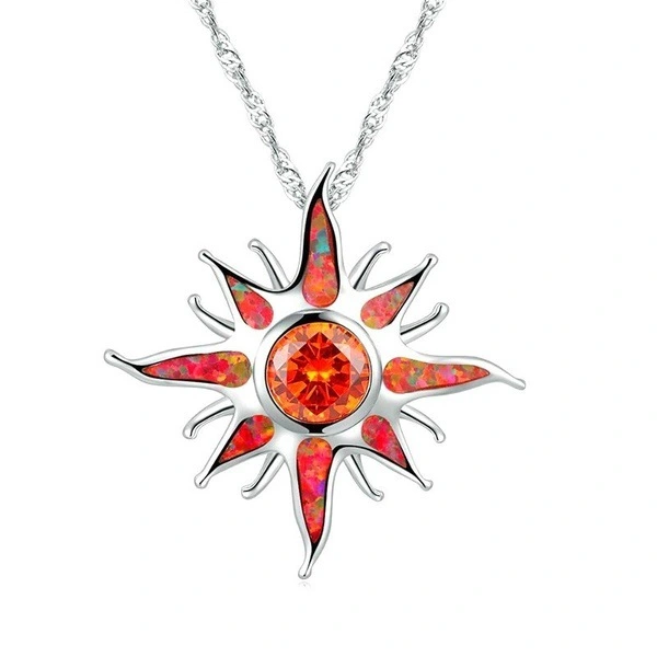 Ladies Exaggerated Sun Flame Necklace