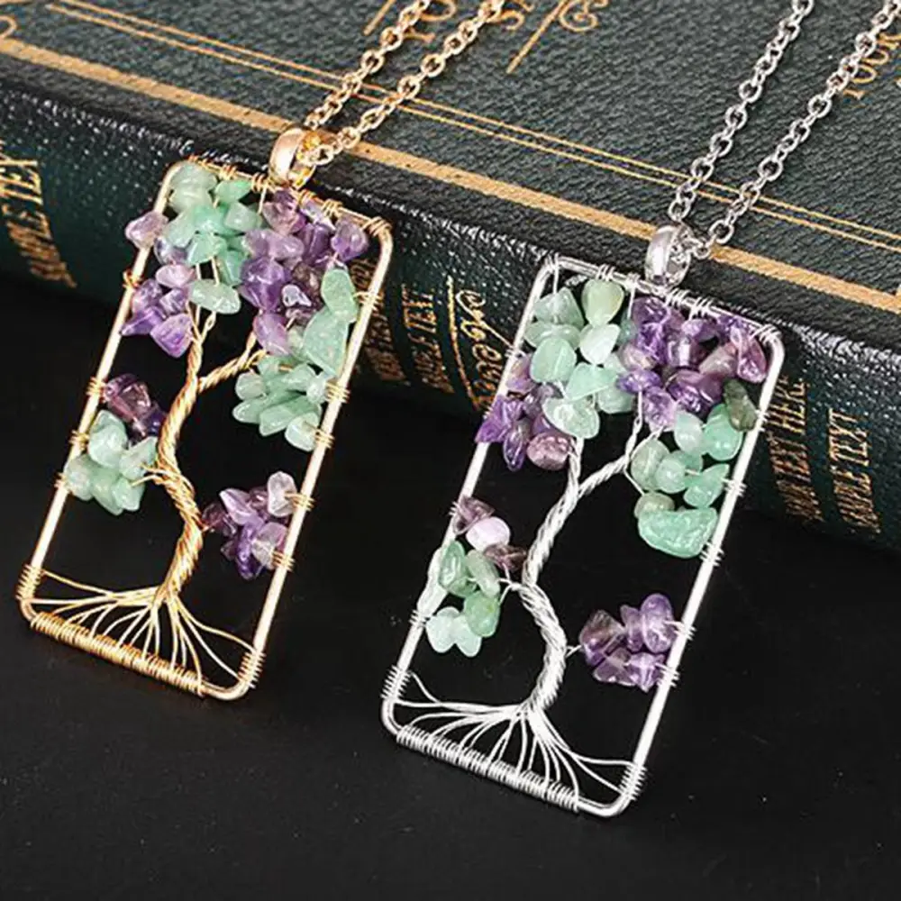 Rectangular Wrap Tree of Life Necklace