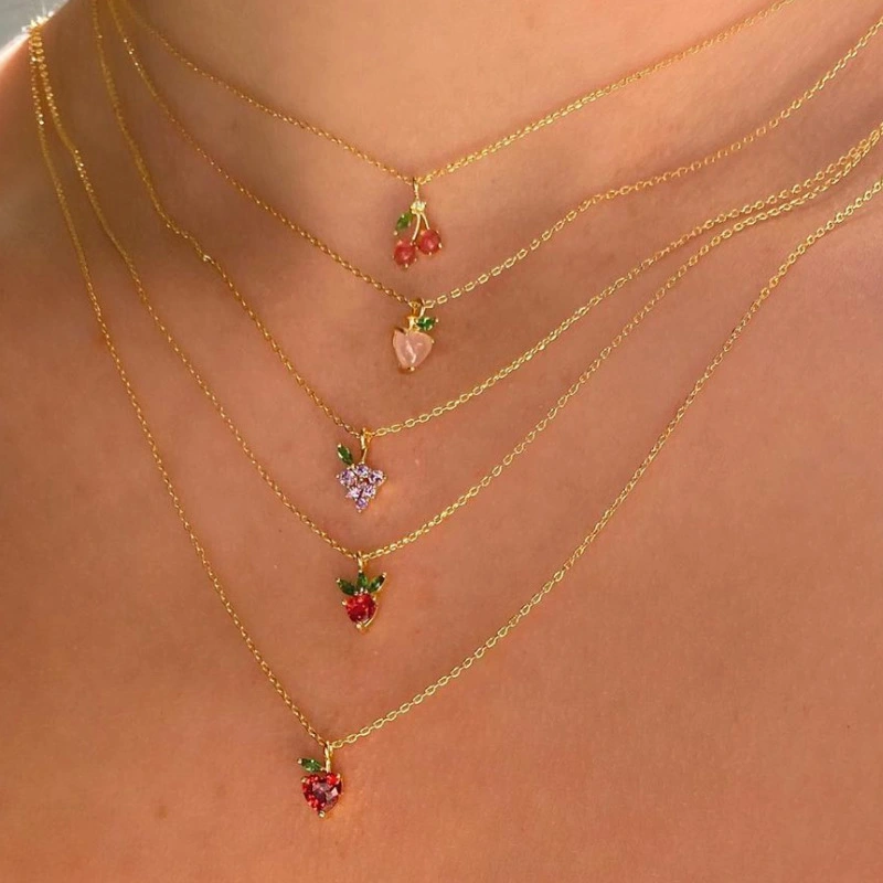 Tropical fruit pendant necklace