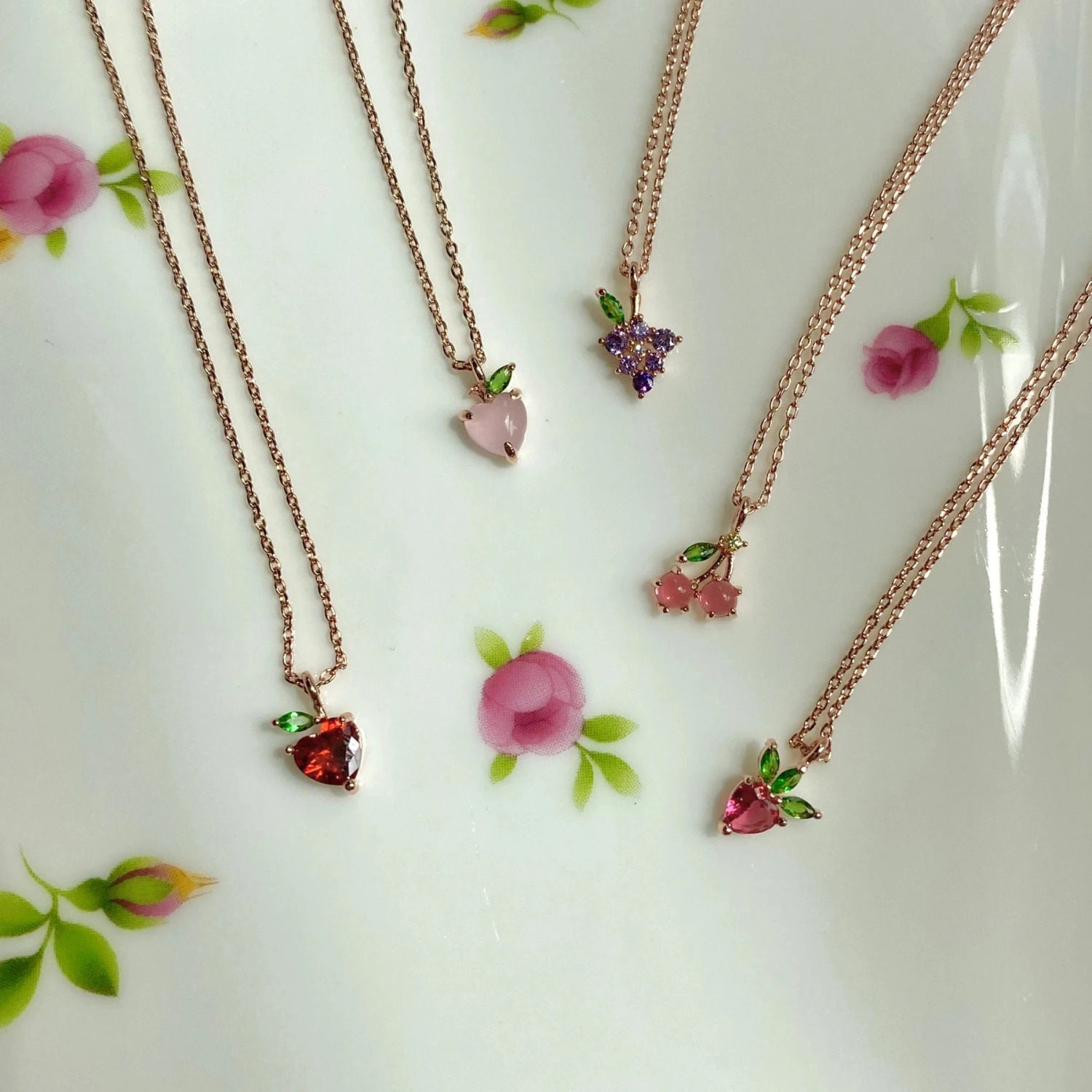 Tropical fruit pendant necklace
