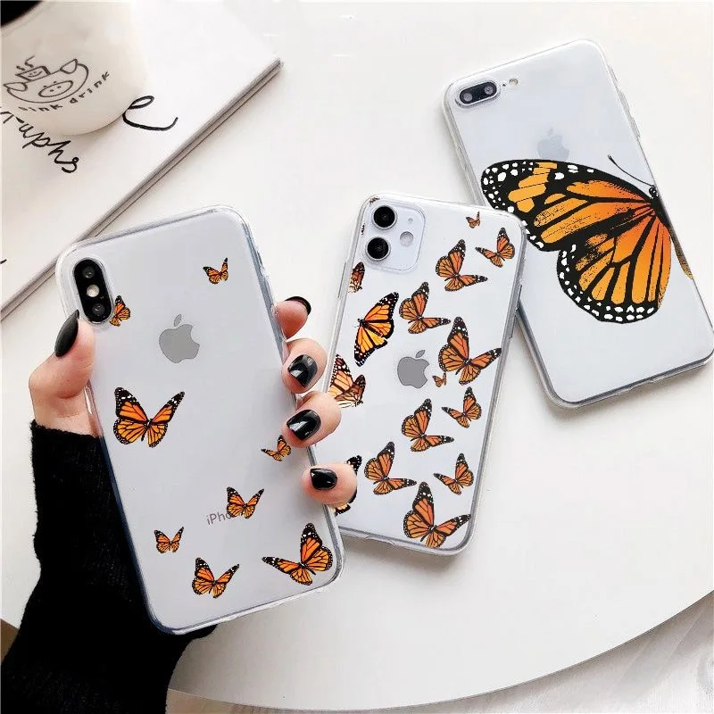 Butterfly silicone soft transparent phone case