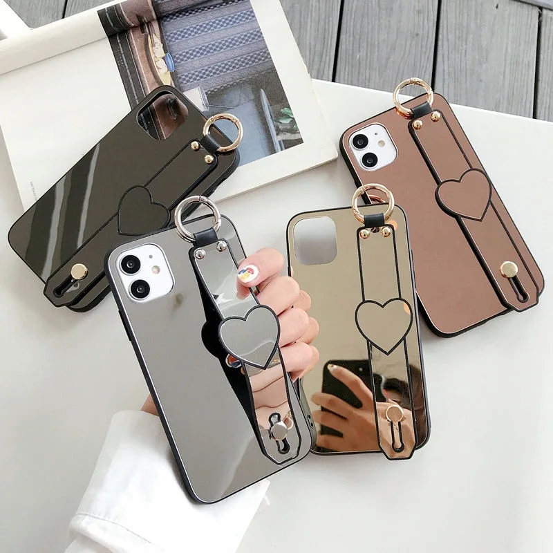 Compatible with Apple , Wristband love mirror phone case