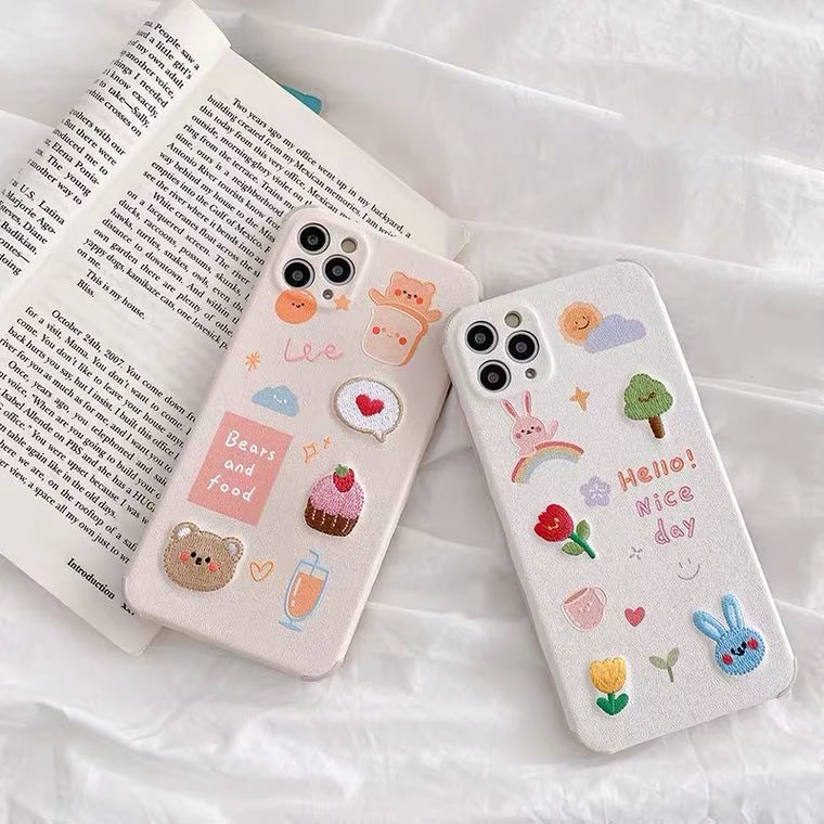 Compatible with Apple , Embroidered bear bunny phone case