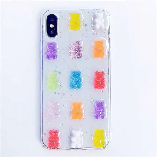 Compatible with Apple, Compatible with Apple , Color Candy Bear Mobile Shell for iphone 7 8 plus Soft Epoxy Cover