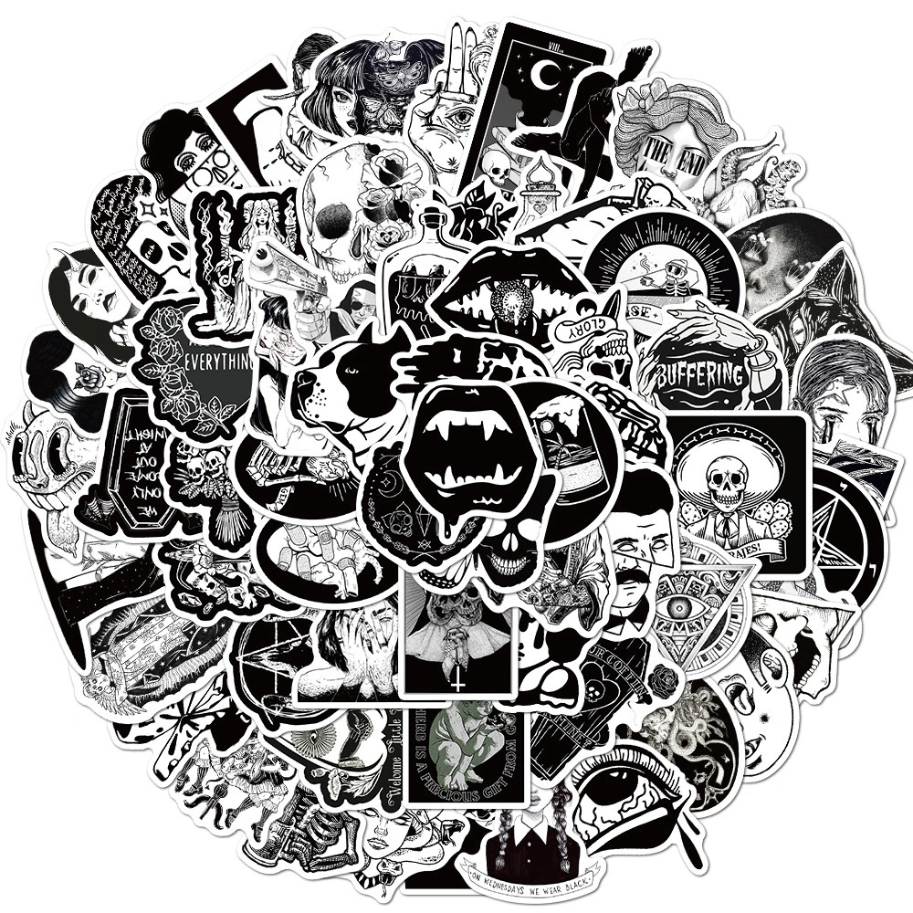 100 Gothic Black and white graffiti stickers