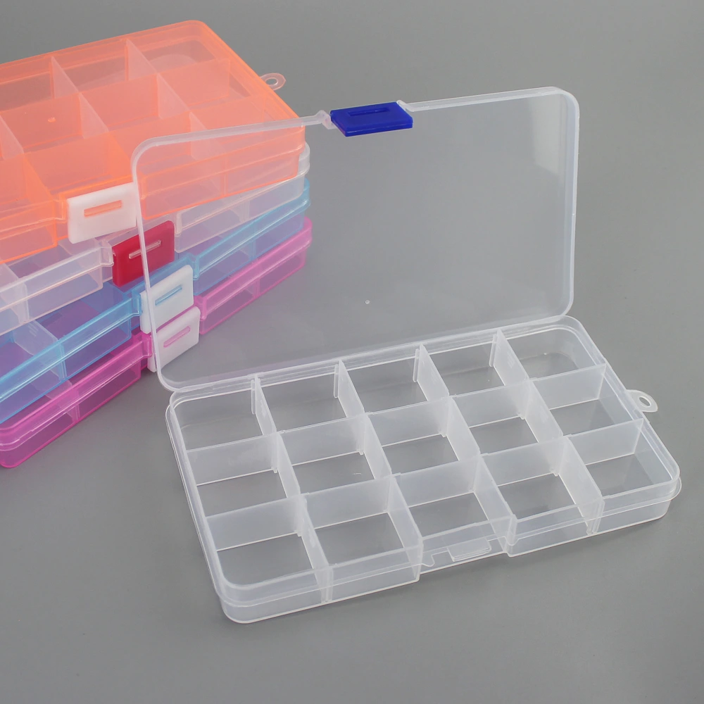 Plastic 15 compartment transparent storage box