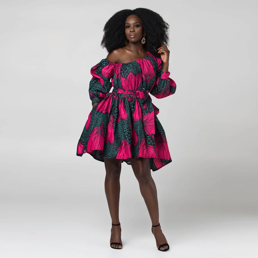 Printed fluffy loose waist skirt
