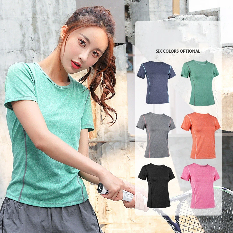 Summer Yoga Sweat Absorption Quick Drying Short Sleeve T-shirt