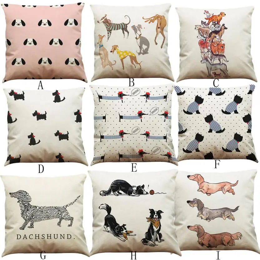 Pillow Case 45*45 Vintage Dog Cotton