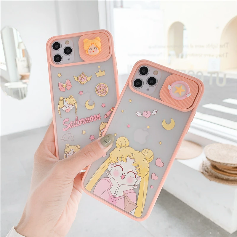 Mobile Phone Three-dimensional Beautiful Girl Cartoon Sliding Window Acrylic Apple Case