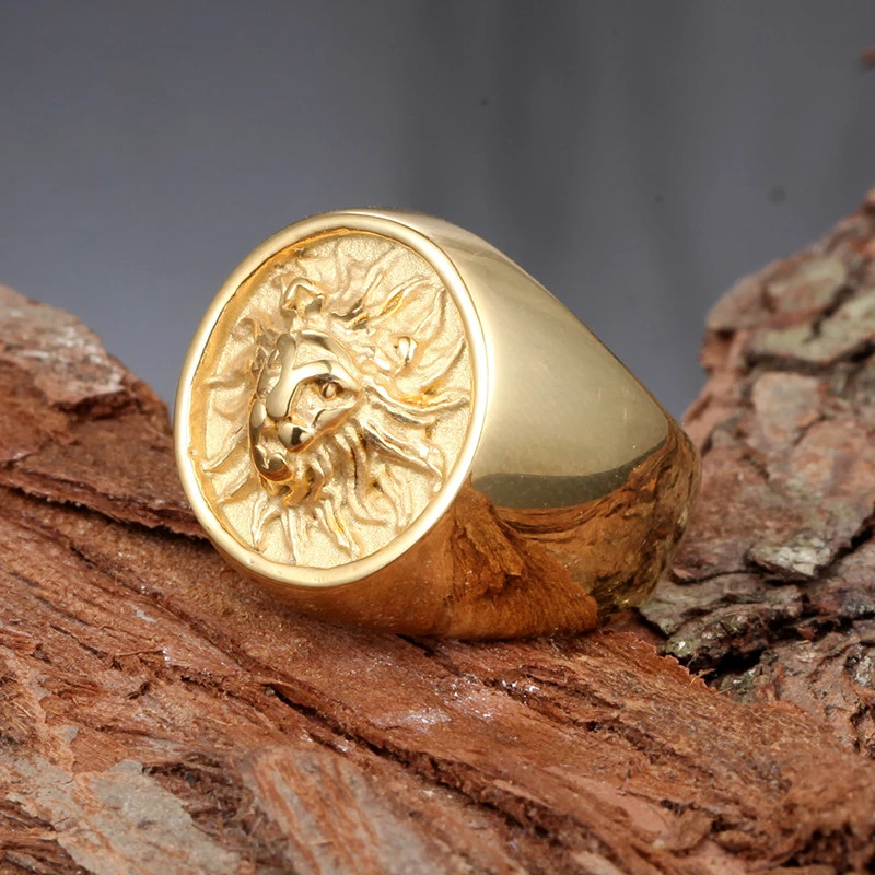 Cast Wind Lion Head Men's Titanium Ateel Ring Ring