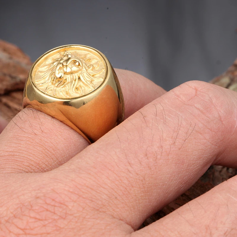 Cast Wind Lion Head Men's Titanium Ateel Ring Ring