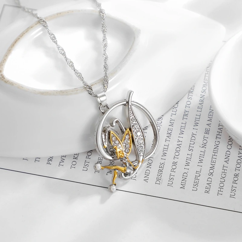 Fashion Diamond Flower Fairy Necklace With 26 English Letters