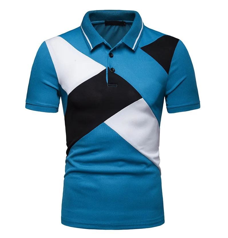 Lapel colorblock short sleeve