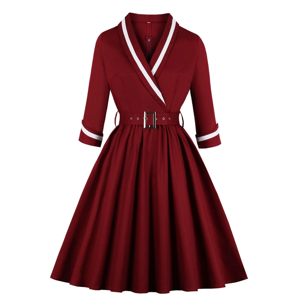 Deep V-neck shirt skirt puffy dress