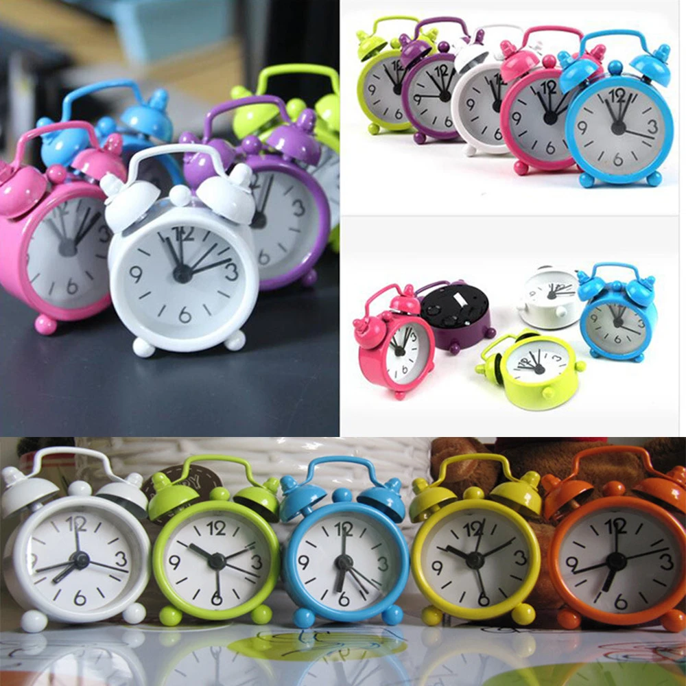 Cute Mini Metal Small Alarm Clock 4cm Electronic Small Alarm Clock