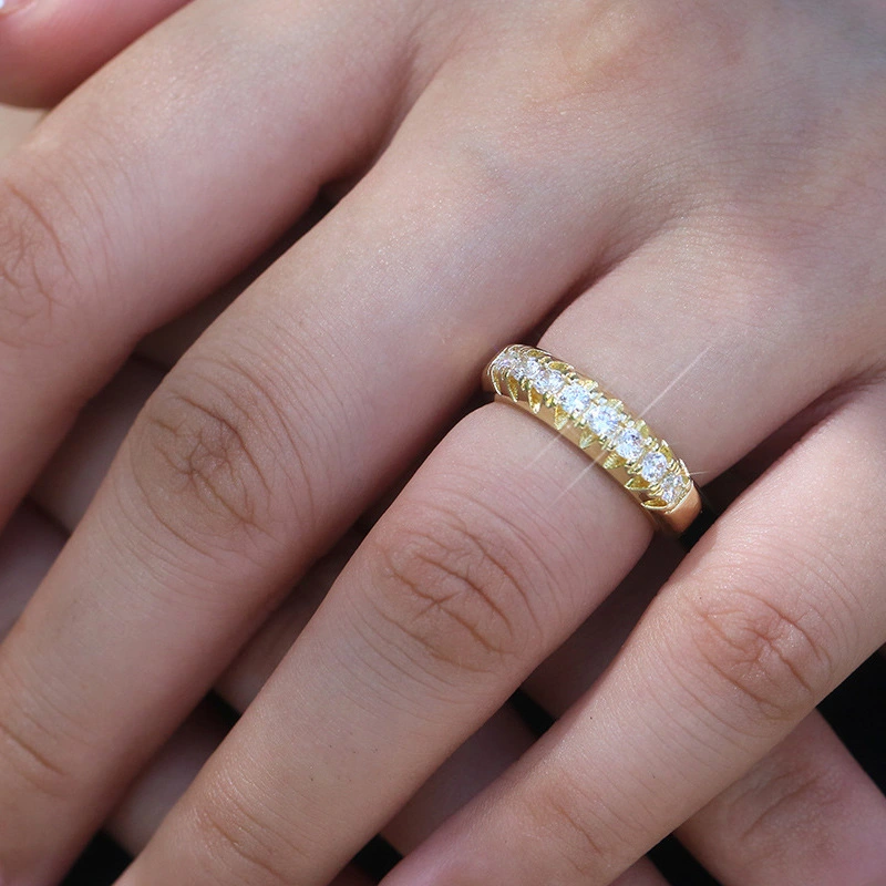 Single row zircon gold-plated ring