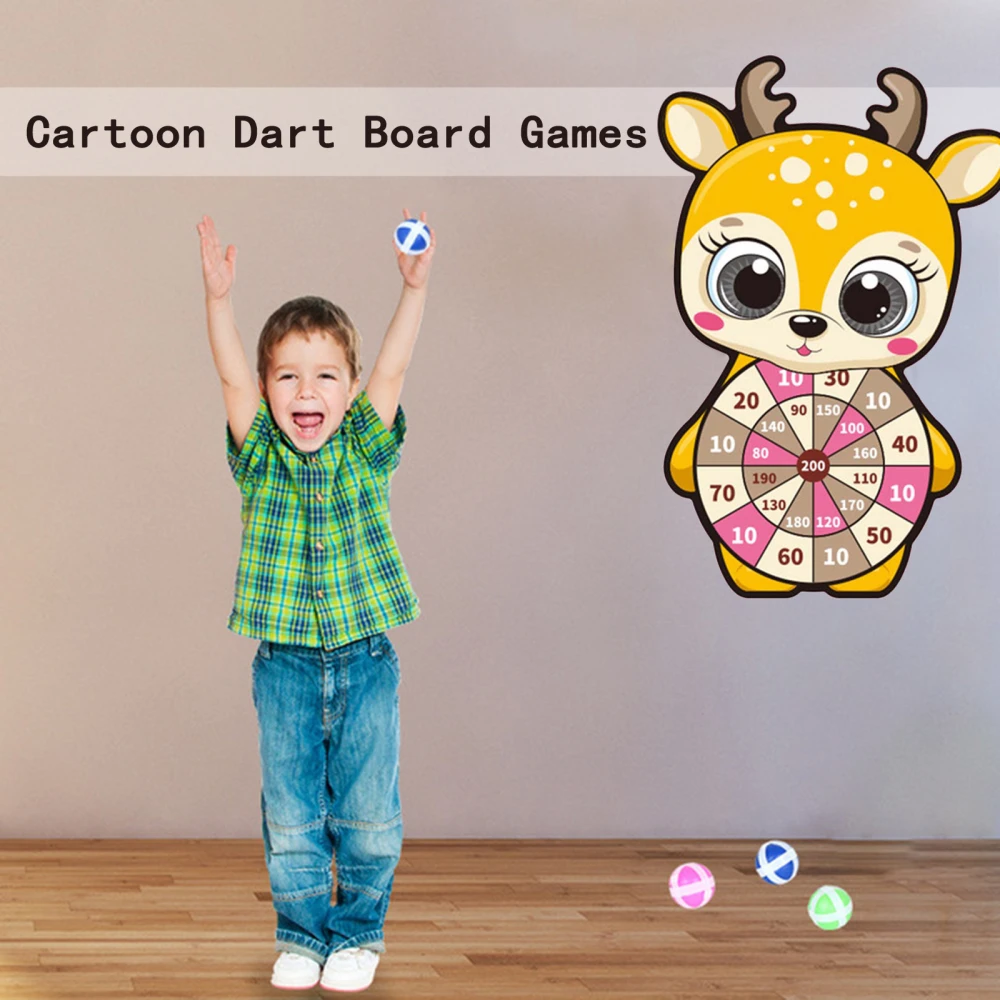 Children's Dart Board Wall-mounted Cartoon Sticky Ball Indoor Sports Toy Dart Sticky Target Ball Dart Target