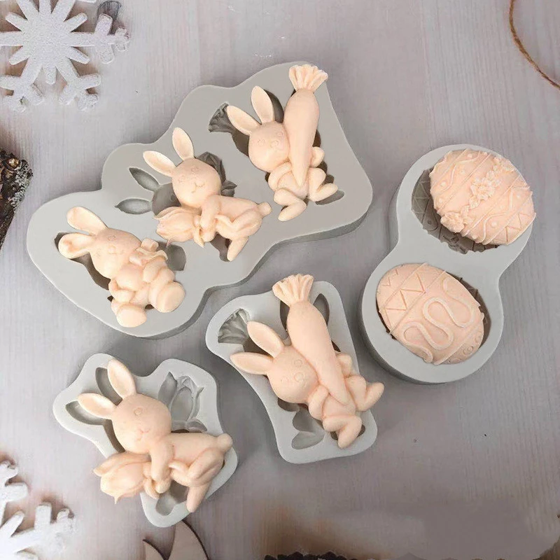 3D Rabbit Easter Bunny Silicone Cake Molds Fondant Resin Molds Cake Tools Pastry Kitchen Baking Accessories 