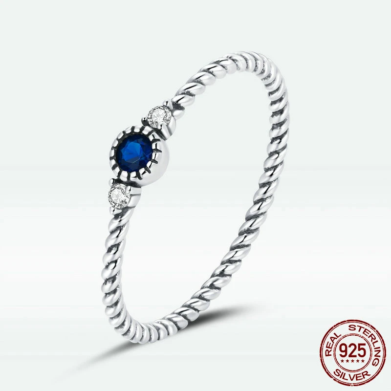 Europe and America s925 sterling silver mystery blue ring