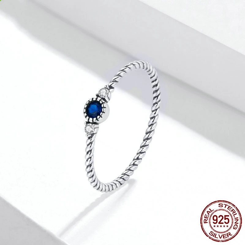 Europe and America s925 sterling silver mystery blue ring