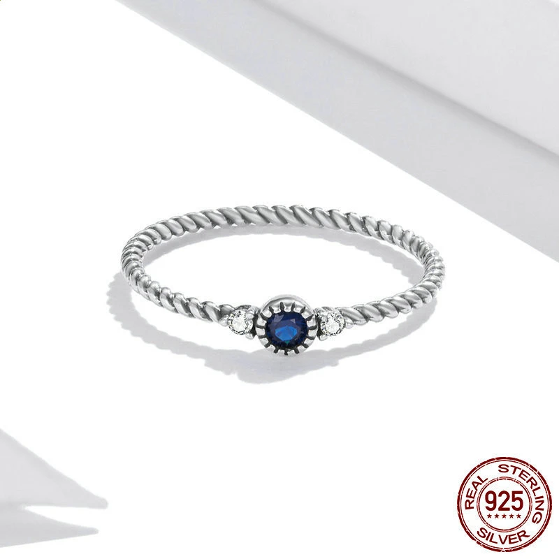Europe and America s925 sterling silver mystery blue ring