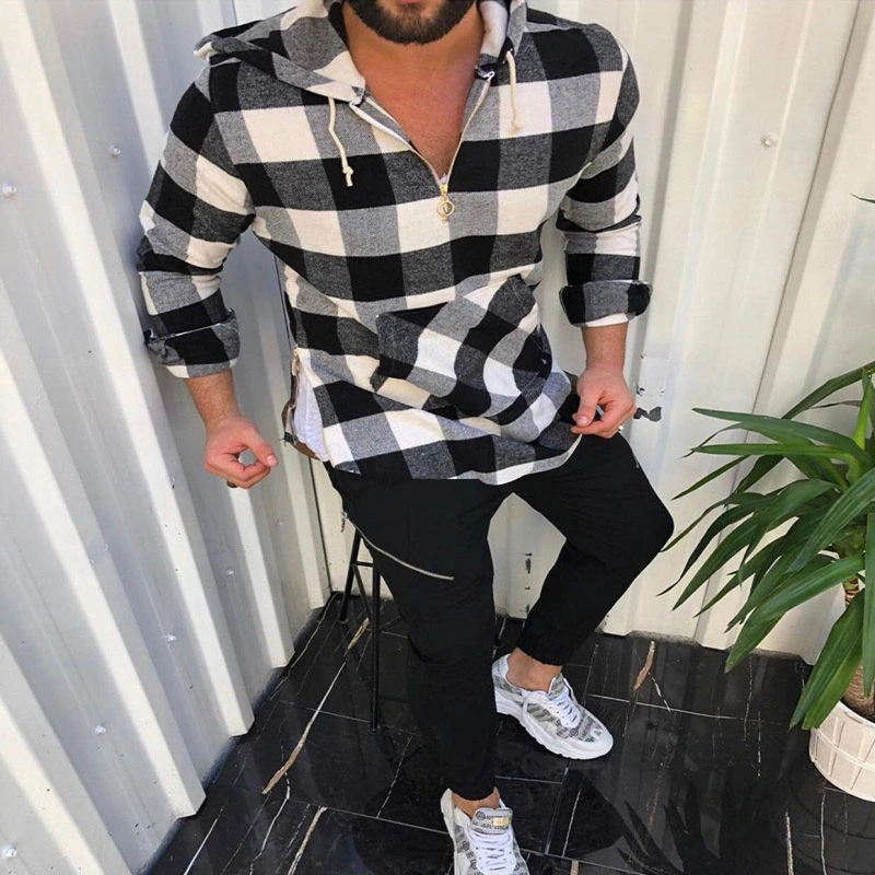 Casual plaid shirt with long sleeves