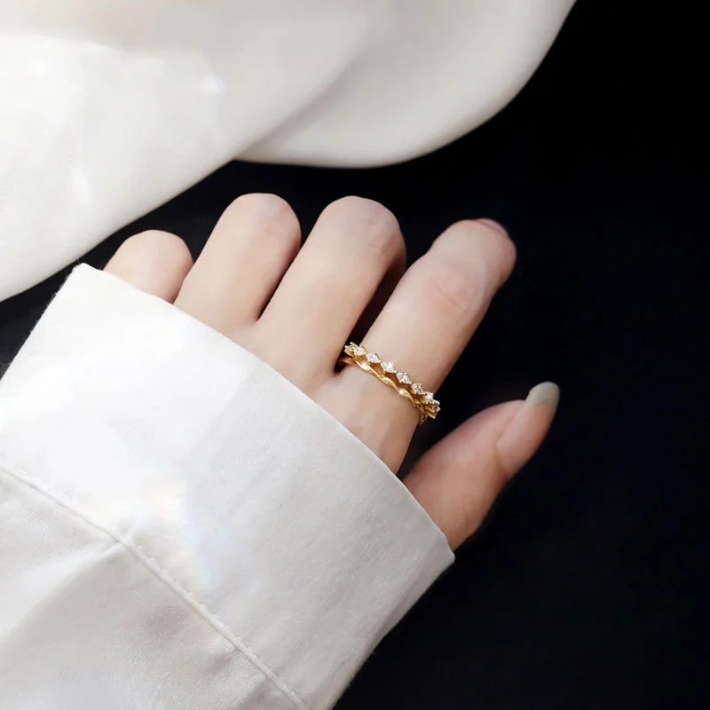 Sterling silver double zircon ring