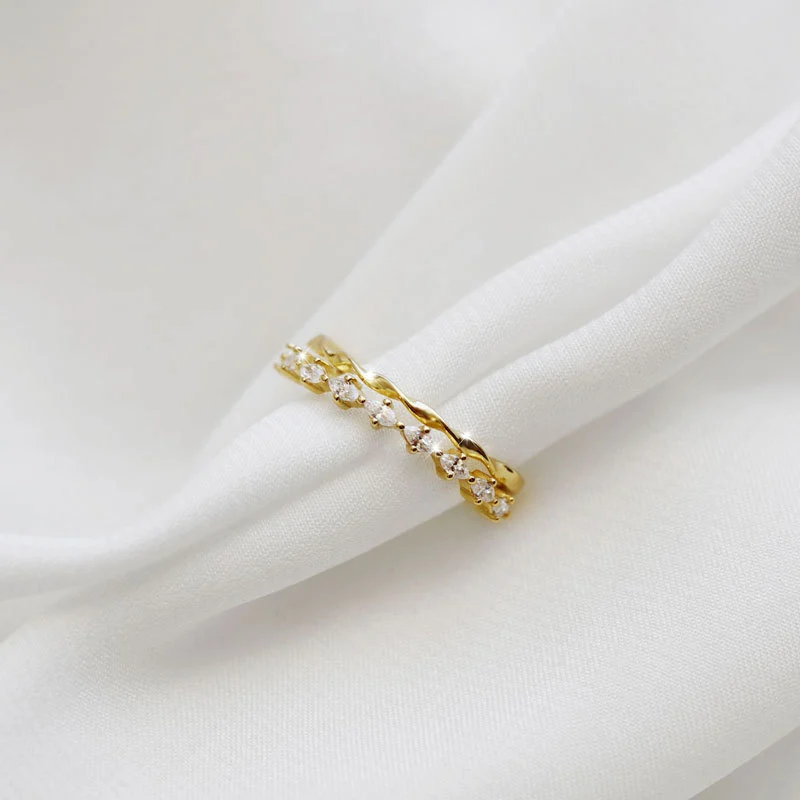 Sterling silver double zircon ring