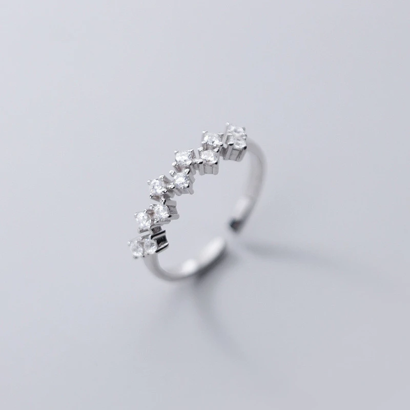 Simple fashion diamond wave s925 silver ring
