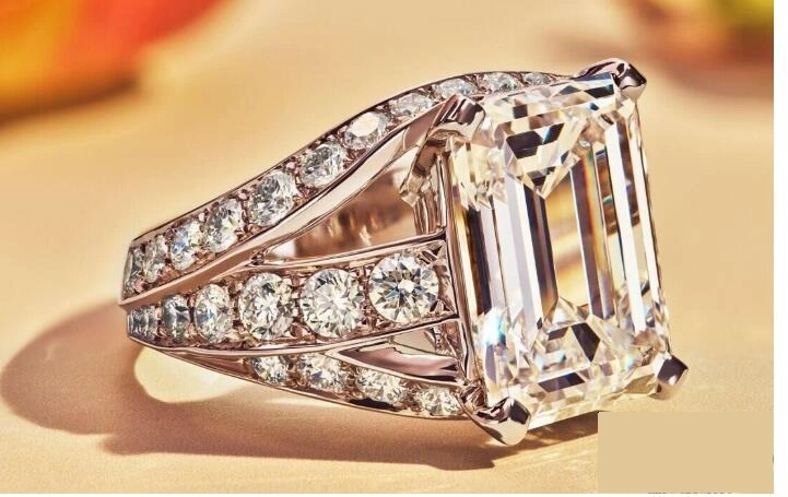 European and American square diamond alloy ring
