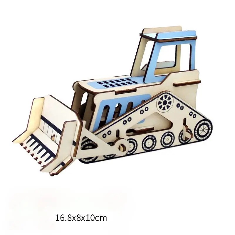 Bulldozer wooden 3D three-dimensional mosaic children's intelligence toys